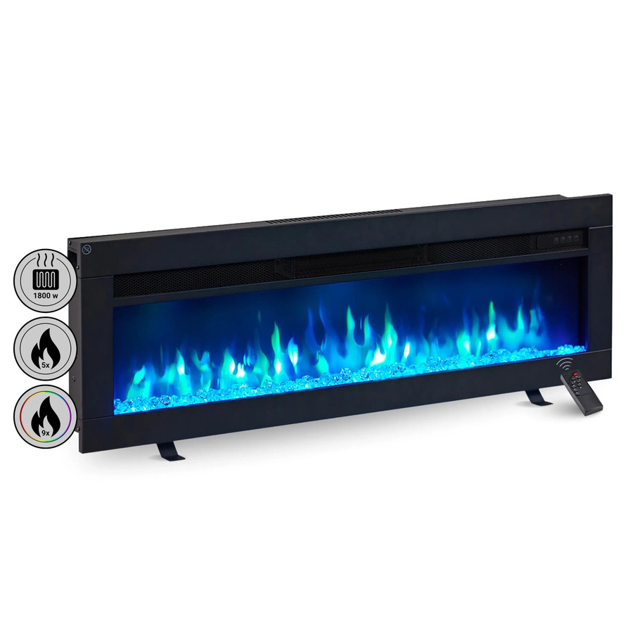 BALDERIA AG-40 Elektrokamin als Wandkamin oder Einbaukamin mit 3D-Flammeneffekt und Bluetooth in Schwarz - Bild 2