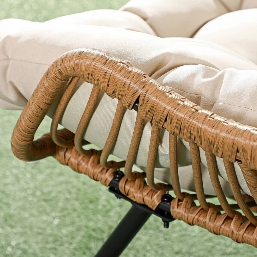 Outsunny Rattansessel für Garten, Balkon und Terrasse in Beige mit Sitzkissen, B/T/H: 75 x 101 x 90 cm - Bild 3