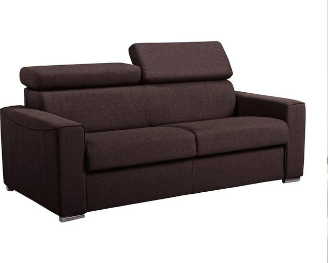 Vente-unique Schlafsofa Vizir in Schokoladenbraun mit verstellbarer Kopfstütze und Stoffbezug, Breite: 196 cm - Bild 1