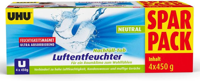 UHU Luftentfeuchter Magnet Tab Nachfüllpack 4 x 450 g - Bild 1