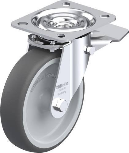 Blickle L-PATH 125G-ST Lenkrolle mit Feststeller in Silber und Grau, Rad-Durchmesser: 12 cm, Tragfähigkeit: 250 kg - Bild 1