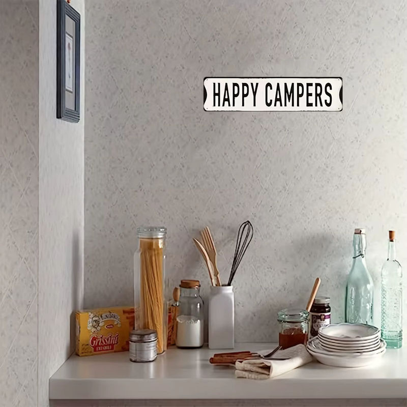 HELLOYOUNG Vintage Happy Camper Metall-Wanddeko für drinnen und draußen, B: 40,0 cm, H: 10,0 cm, T: 10,0 cm - Bild 3
