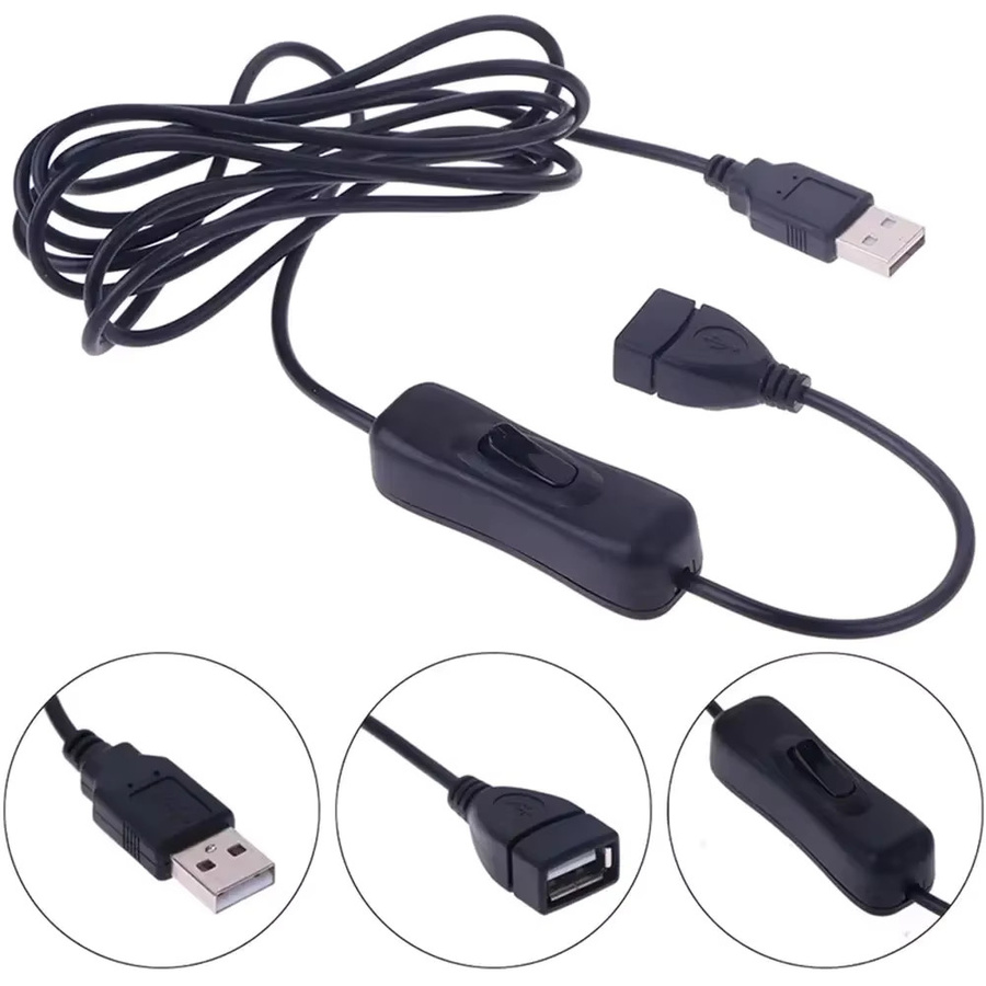 MJJC USB 2.0 Verlängerungskabel mit Ein/Aus-Schalter, USB-A auf USB-A, Schwarz, Länge: 1 m - Bild 2