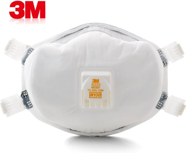 3M 8233 Atemschutzmaske N100 mit Bleifarbentfernungsventil für Partikel ohne Ölbasis in Weiß - Bild 1