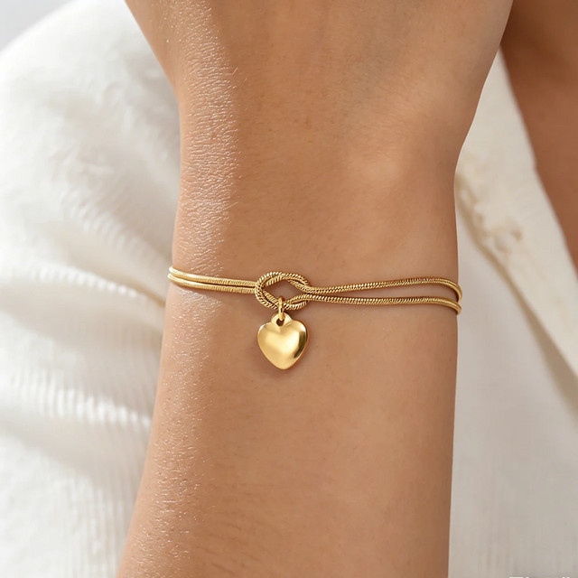 LUXUKISSKIDS Armband, Edelstahl, Gold, Herzanhänger, Unisex - Bild 1