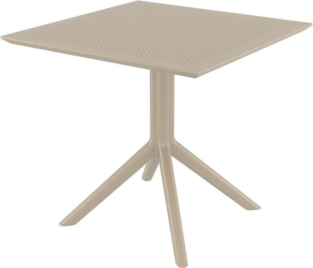 TPFGarden Gartentisch Sylt in Beige, quadratisch und wetterfest mit klappbarer Platte, Breite: 80 cm, Tiefe: 74 cm, Höhe: 80 cm - Bild 1