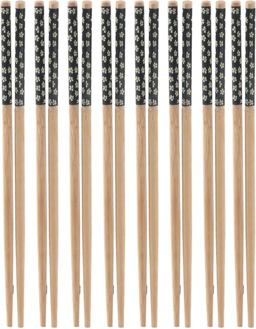CosyHome Bambus Essstäbchen Set in Schwarz, 8 Paare, Japanischer Stil mit rutschfestem Griff - Bild 1