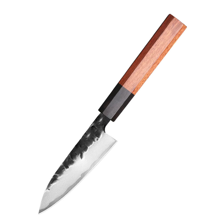 MOSTODOZO 4-Zoll Japanisches Schälmesser aus Verbundstahl und Edelstahl in Silber mit Holzgriff, Professionelles Allzweckmesser für Obst und die Küche - Bild 7