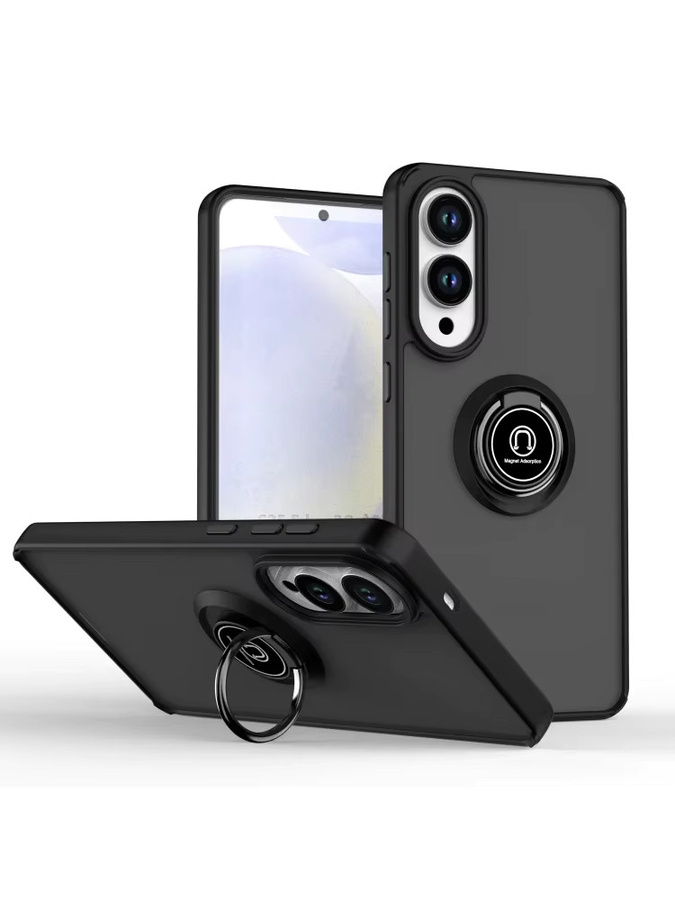 Stoßfeste Armor-Matte-Hülle für Samsung Galaxy mit magnetischem Ringständer in Schwarz - Bild 7