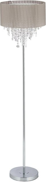 Relaxdays Stehlampe Organza Kristall in Grau und Silber mit Vintage-Design, Höhe: 151,5 cm, Durchmesser: 38 cm - Bild 1