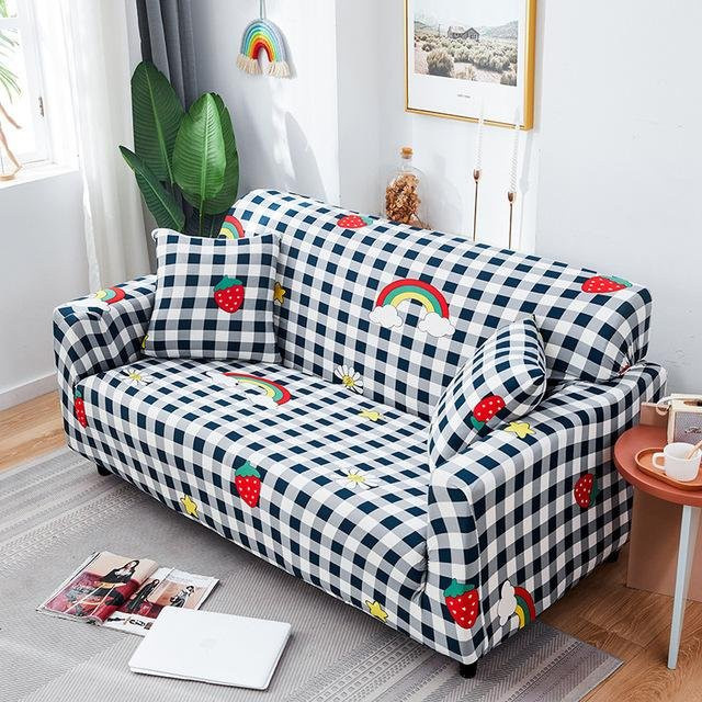 Stretch-Sofabezug mit geometrischem Aufdruck in Multicolour für 1-Sitzer, Breite: 90-140 cm - Bild 1