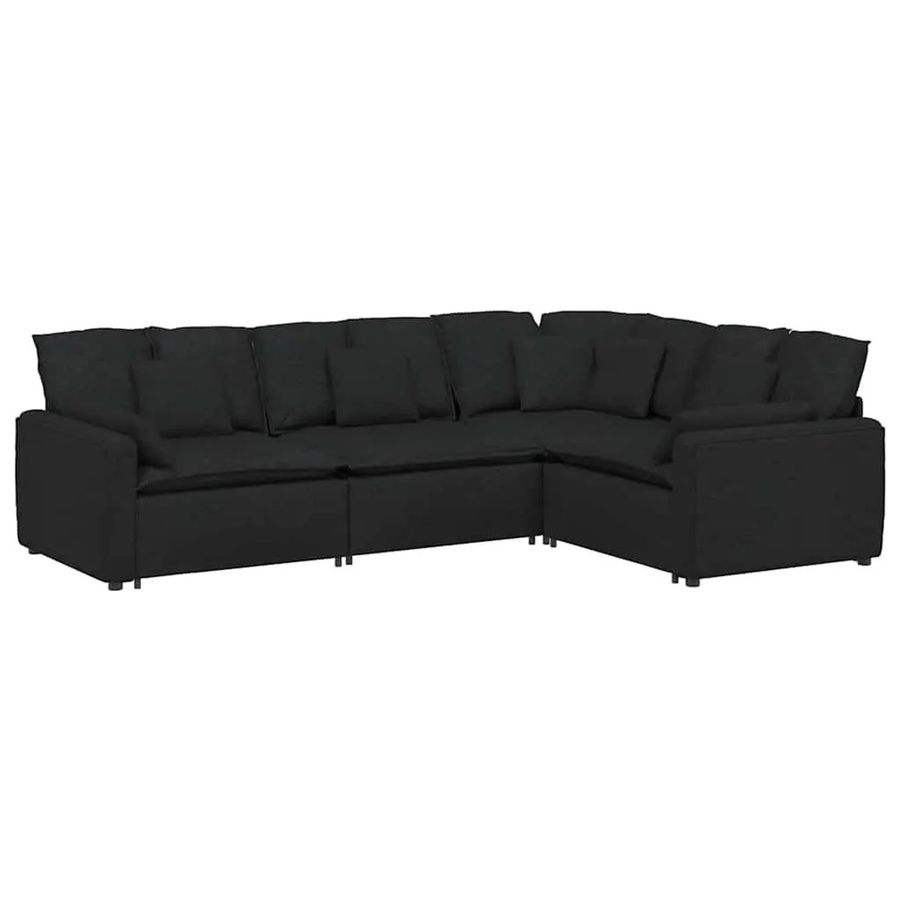 vidaXL Modulares L-Shape Sofa mit Kissen in Schwarz, Polsterung aus Stoff und Schaumstoff, Reversibel, Breite: 317 cm, Tiefe: 217 cm, Höhe: 64 cm - Bild 2