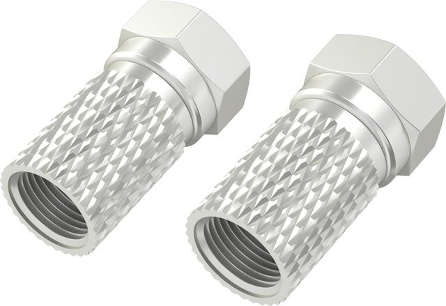 Hama Antennen-Adapter-Set mit F-Stecker 6,8 mm, schraubbar, Silber, 4 Stück - Bild 1