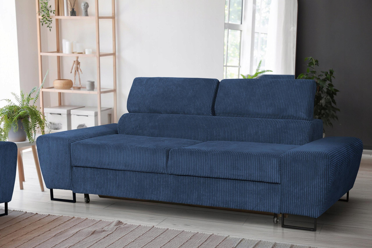 Sofa Couch Savio von Family Meble in Granat mit verstellbarer Kopfstütze und Schlaffunktion aus Samt und Kordstoff - Bild 8