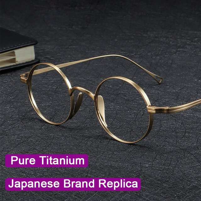KMN99 Korrektionsbrille, Herren, Rund, Titan, Gold, Vollrand, Blaulichtfilter - Bild 1