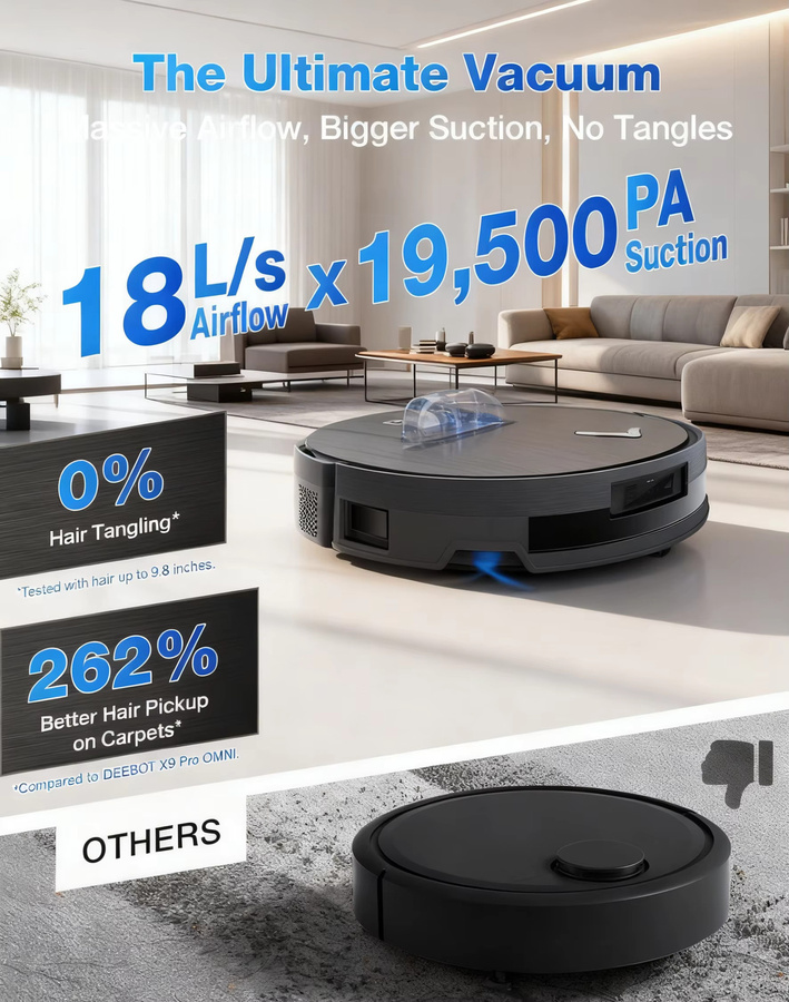 ECOVACS DEEBOT X11 PRO OMNI Kehrroboter-Staubsauger mit Saugmopp in Schwarz - Bild 2