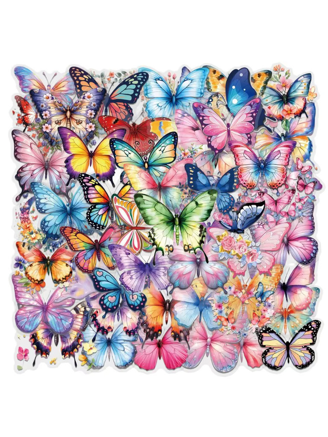 60er-Set bunte Schmetterlings-Aufkleber von BulingSticker Store, wasserfeste transparente PET-Sticker für dein Journal - Bild 4