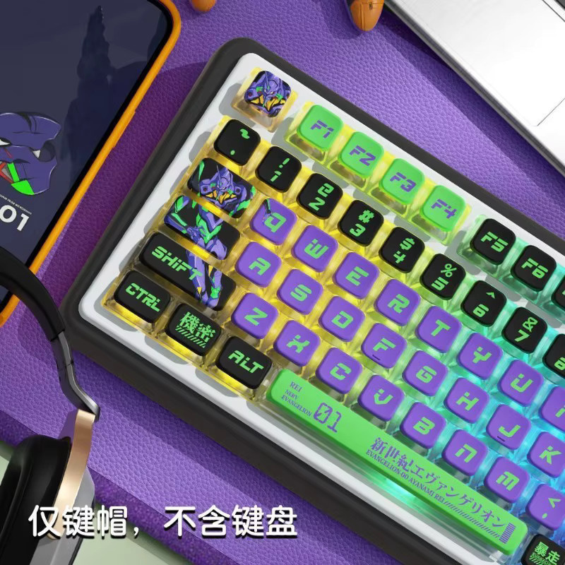 Bandai Neon Genesis Evangelion EVA-01 Tastenkappen im Kawaii Anime Design, Multicolor - Bild 3