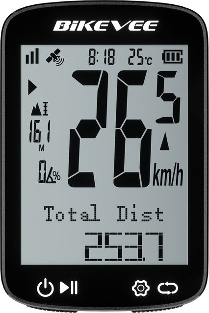 Bikevee Drahtloser GPS-Fahrradcomputer in Schwarz - Bild 1