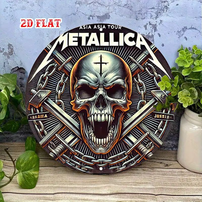 Rundes Aluminium-Blechschild von Potdemiel mit Totenkopf und Kreuz-Symbol, Durchmesser: 20 cm - Bild 3