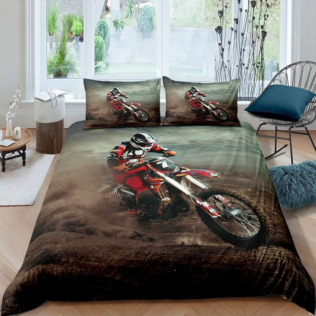Motorrad Bettwäsche Set Your Warm Home mit Motocross Grafik, 2-teilig, Multicolor, Polyester, B/H: 135 x 200 cm, B/H: 50 x 70 cm - Bild 1