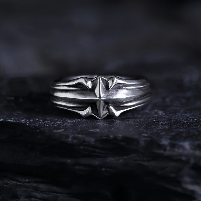 LENNIK Stern-Ring, versilbertes Messing, Unisex - Bild 1
