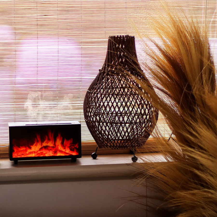 SHAMTAM Ultraschall-Diffusor mit Flammen-Effekt und Vogelgesang, USB-Betrieb, Schwarz - Bild 5