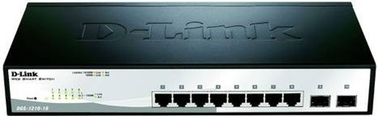 D-Link DGS-1210-10 Smart Managed Switch mit 8 x 10/100/1000 Mbit/s RJ45 und 2 x Gigabit SFP Ports in Schwarz und Grau - Bild 2