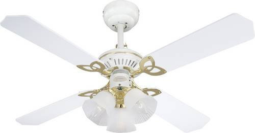 Westinghouse Princess Trio Deckenventilator in Weiß mit Messing und Rattan, Durchmesser: 105 cm, Höhe: 43 cm - Bild 1