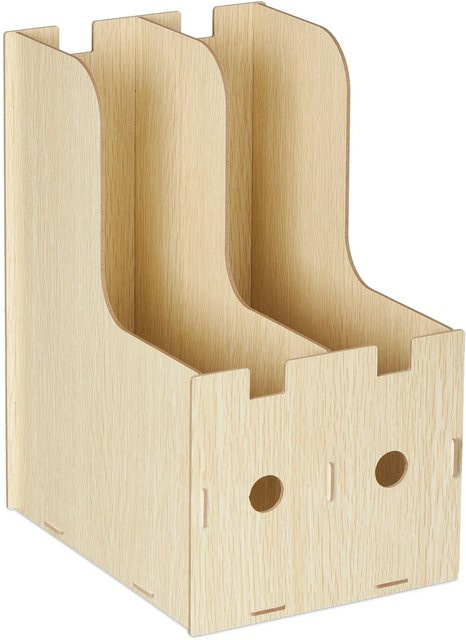 Relaxdays Stehsammler aus MDF in Hellbraun mit 2 Fächern für DIN A4, B/T/H: 32 x 18,5 x 24 cm - Bild 1
