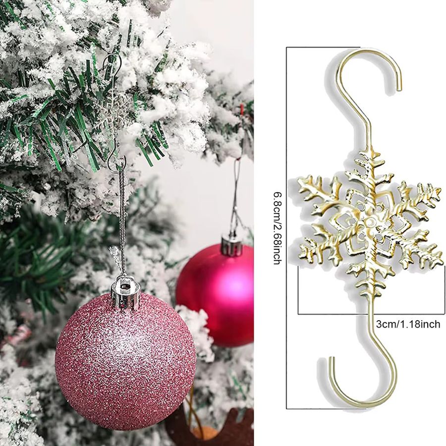 Runtowo 10 Stück Weihnachts-Schneeflockenhaken in Silber für Weihnachtsbaumschmuck und Dekoration - Bild 4