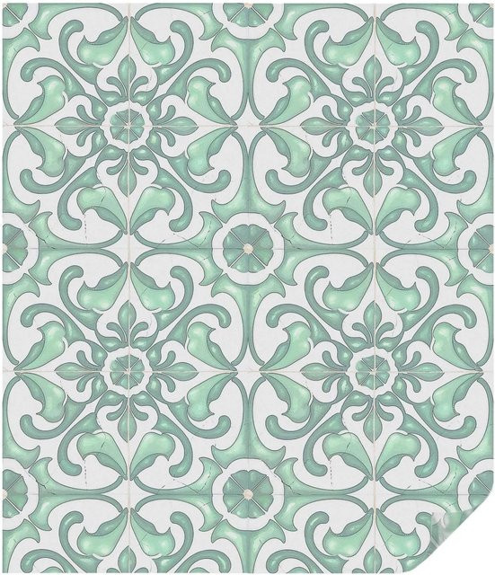Tulup Buntglasfolie Grüne Symmetrie Fensterfolie in Grün mit Buntglas-Optik, Breite: 100 cm, Höhe: 116 cm - Bild 1