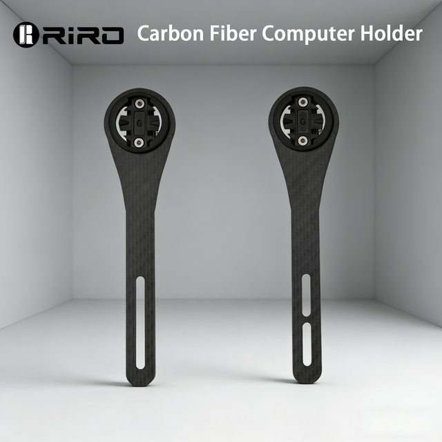 RIRO Carbon Faser Fahrradcomputer Halterung Universal GPS Halter für Garmin Wahoo Bryton in Schwarz - Bild 1