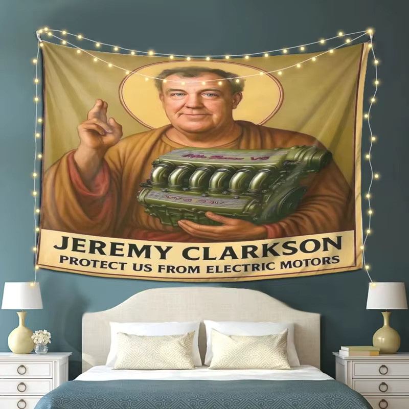 VIKAMA Wandteppich Jeremy Clarkson Schützen Sie uns vor Elektromotoren, Mehrfarbig, Rechteckig - Bild 3