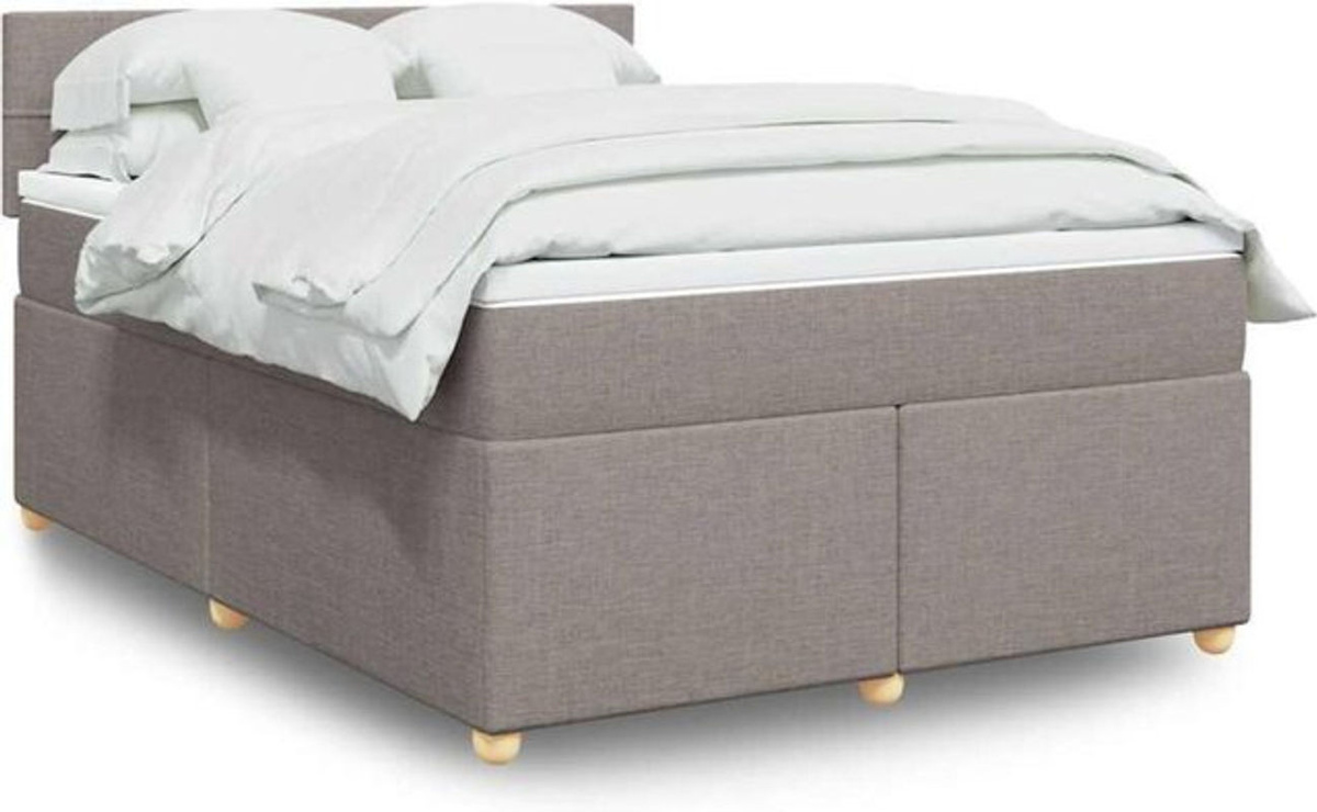 Vidaxl Boxspringbett mit Matratze in Taupe Meliert aus Stoff B/T/H: 140 x 190 cm - Bild 1