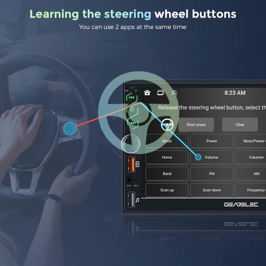 GEARELEC 7 Zoll Autoradio mit Android 14, 2 Din Multimedia-Player mit Carplay, Android Auto, HD Touchscreen und Bluetooth in Schwarz - Bild 3