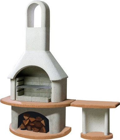 Buschbeck Gartengrillkamin Carmen mit Tisch in Grau-Terrakotta, B/H/T: 180 x 203 x 65 cm
