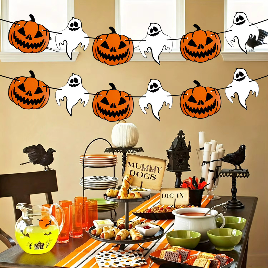 AFYPRTY Halloween Hängedekoration mit Kürbis- und Geister-Design in Orange und Multicolour aus Papier - Bild 5
