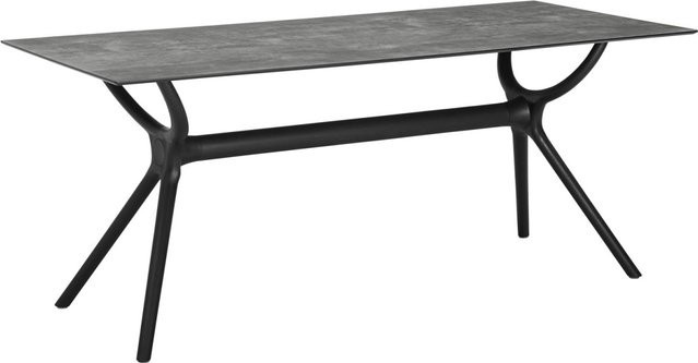 VEGA Outdoor Tisch Faro rechteckig mit HPL-Platte in Betonoptik und schwarzem Gestell, B/T/H: 180 x 80 x 74 cm - Bild 1
