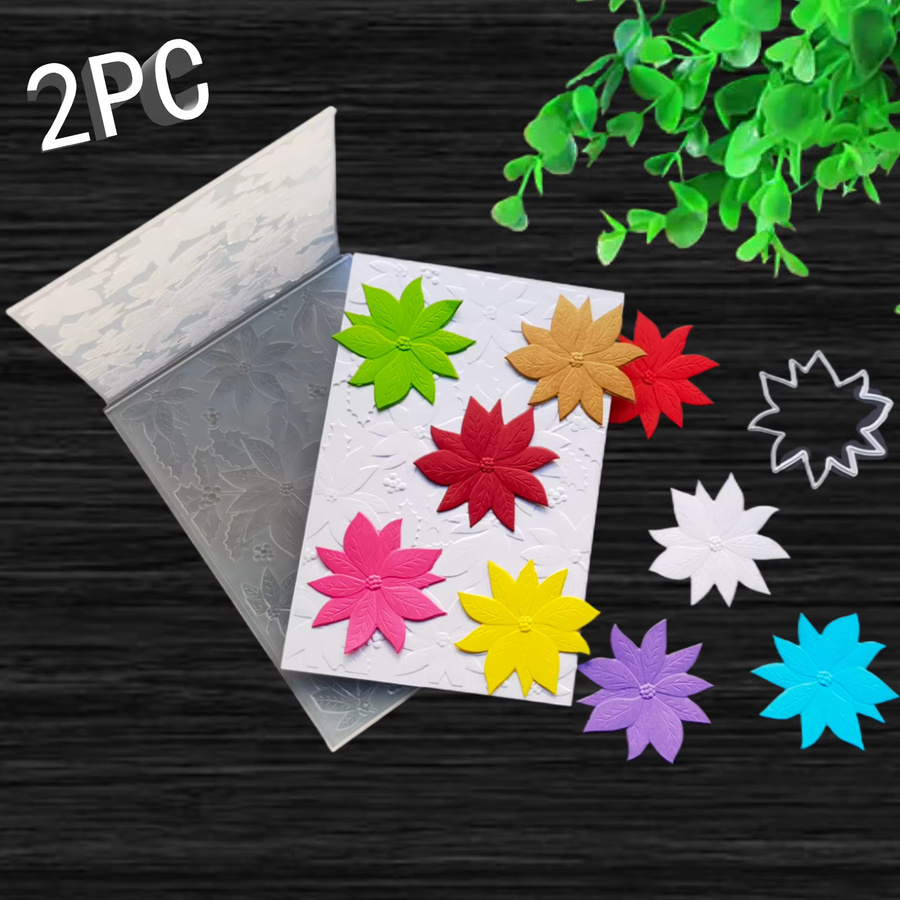 2-teiliges Set aus 3D-Reliefmappe und Schneidform für die Rückseite des Weihnachtssterns Weihnachtsblume - Bild 5