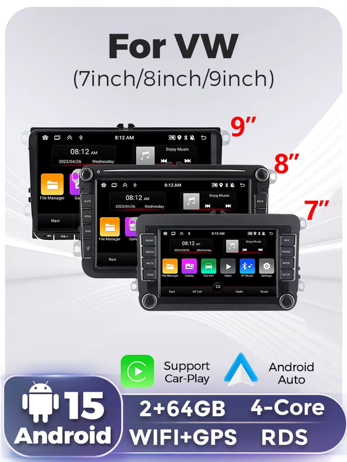 MEKEDE & NAVIFLY Android 15 2din Autoradio mit Carplay, GPS und RDS in Schwarz für VW Golf 5 6, Jetta MK5 MK6, Tiguan, CC, Polo und Passat B5 B6 - Bild 6