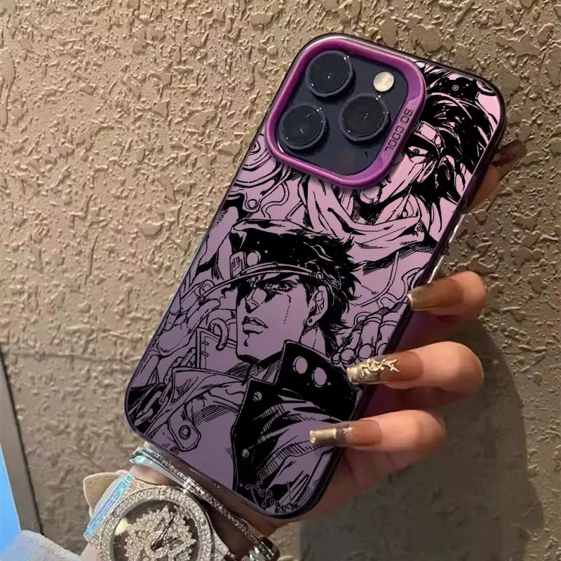 Sturzsichere Matte Handyhülle im Anime JoJos Bizarre Adventure Design für Apple iPhone 11 bis iPhone 17 Pro Max, Multicolor - Bild 3