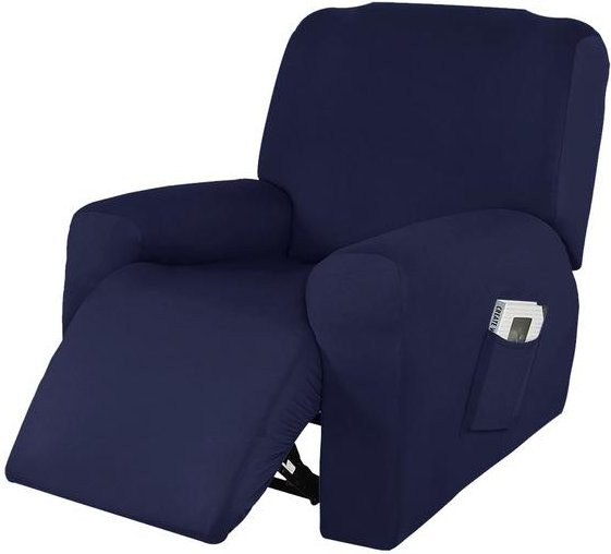 Yiran Furniture Stretch Liegesofa-Bezug für Relax Sessel, 1-Sitzer Schonbezug aus Polyester-Elastan, Dunkelblau - Bild 1
