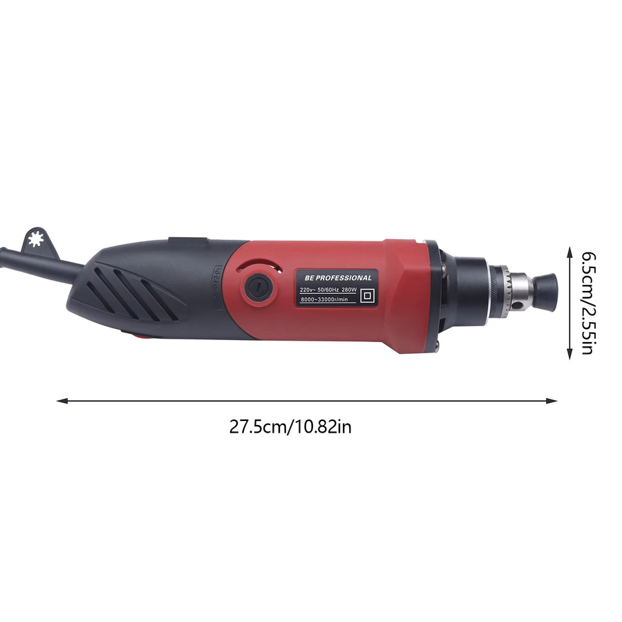 Elektrischer Jade-Schleifer mit 280W Kupferkernmotor in Rot, 8000-33000 U/min, 6-Stufen-Einstellung und 1,5-6mm Spannbereich - Bild 6