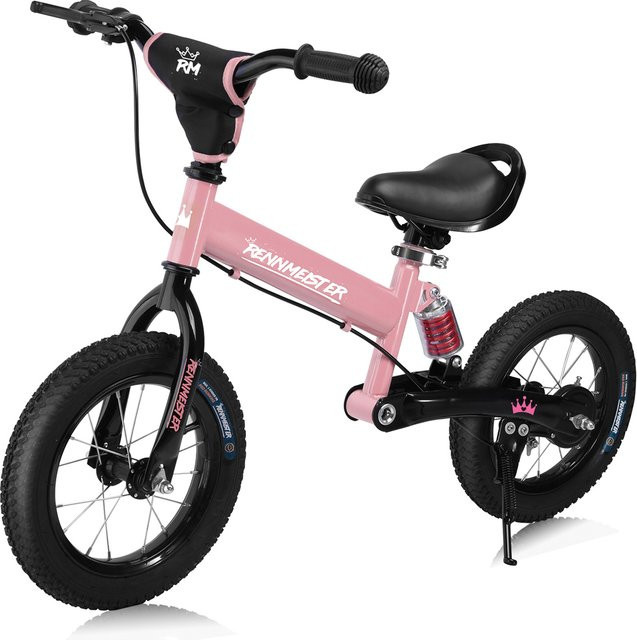 RENNMEISTER Kinderlaufrad für Mädchen in Rosa mit Bremse und höhenverstellbarem Design - Bild 1