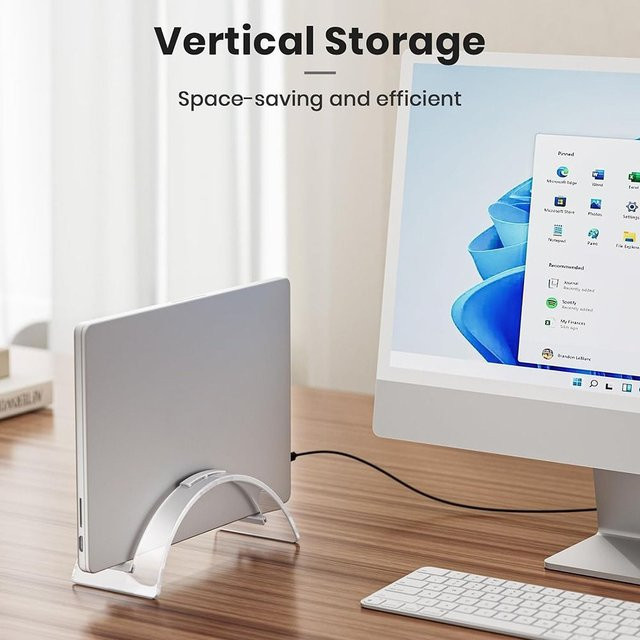 Transparenter Acryl-Laptopständer als platzsparender vertikaler Laptop-Halter und Desktop-Dockingstation - Bild 1