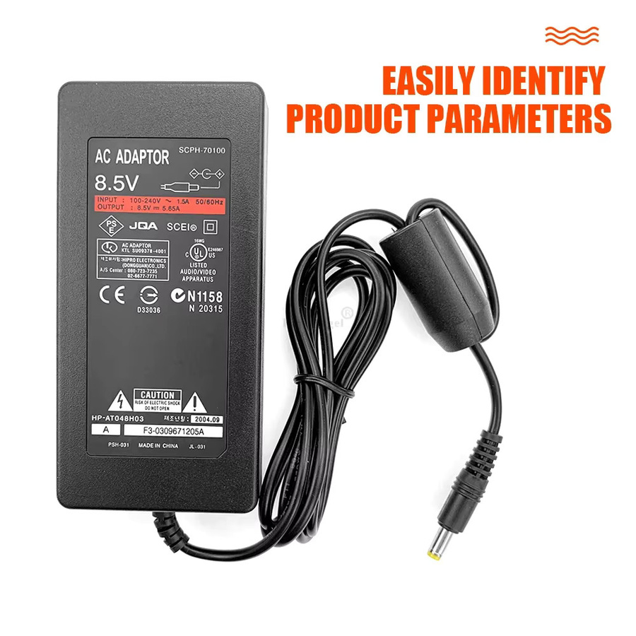 HeroAngel Netzteil für PS2 Slim 70000 Konsole, Ersatz-AC-Adapter Ladekabel in Schwarz, 8,5 V DC, 100-240 V - Bild 4