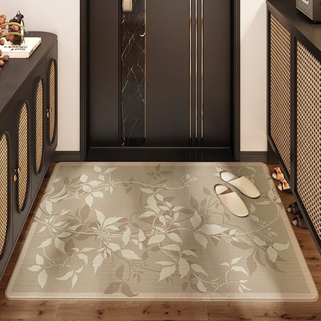 Nordic Blume Luxus Fußmatte aus Samt in Beige, rutschfest und schmutzabweisend, B/B: 100 x 100 cm - Bild 1