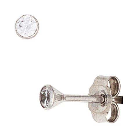 Colfem Ohrstecker 333 Weißgold, Zirkonia, rund - Bild 1