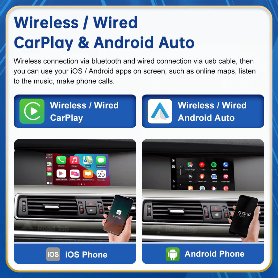 Road Top Drahtloses CarPlay Interface für BMW 5er und 7er Serie CIC NBT EVO mit Mirror Link und AirPlay in Schwarz - Bild 2